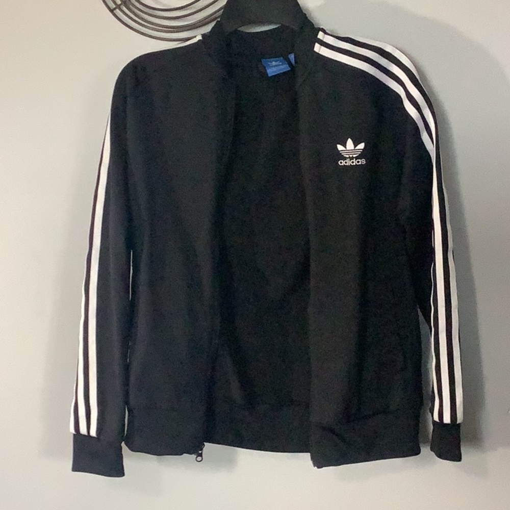 Black Adidas Zip-Up Jacket, Size Large
